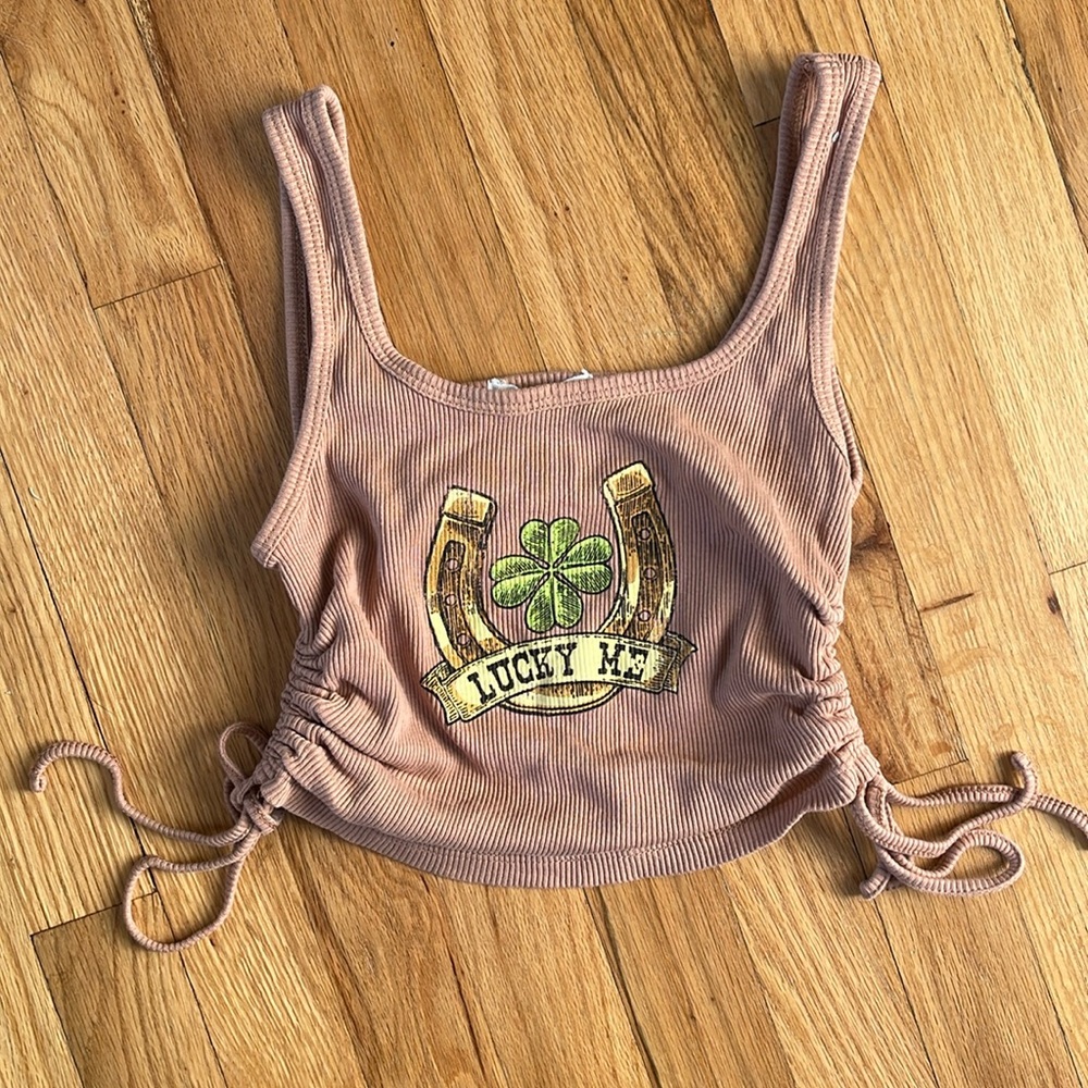 Cropped “Lucky Me” Tank with ties on both sides - Size XS